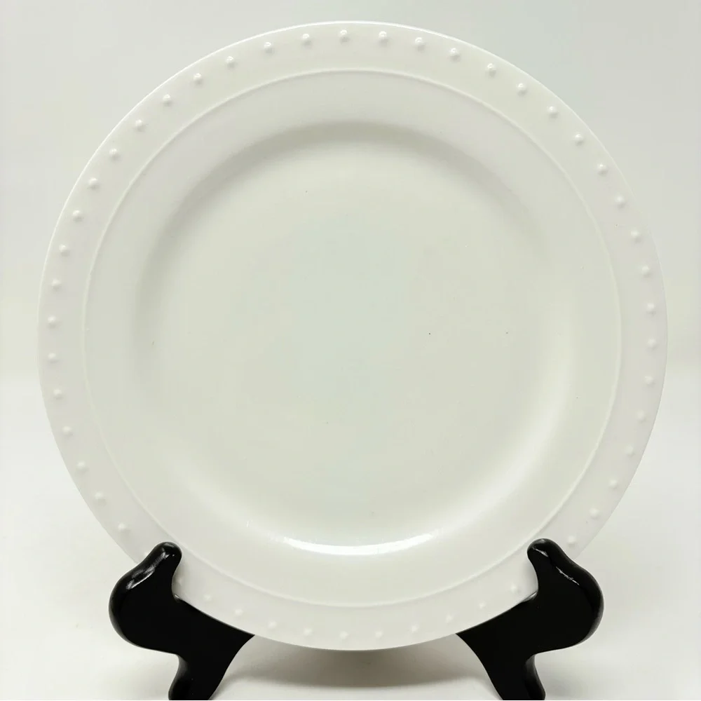 Pier 1 Elexa White Sala Plates 8-3/8” Beaded Edge Set of 2